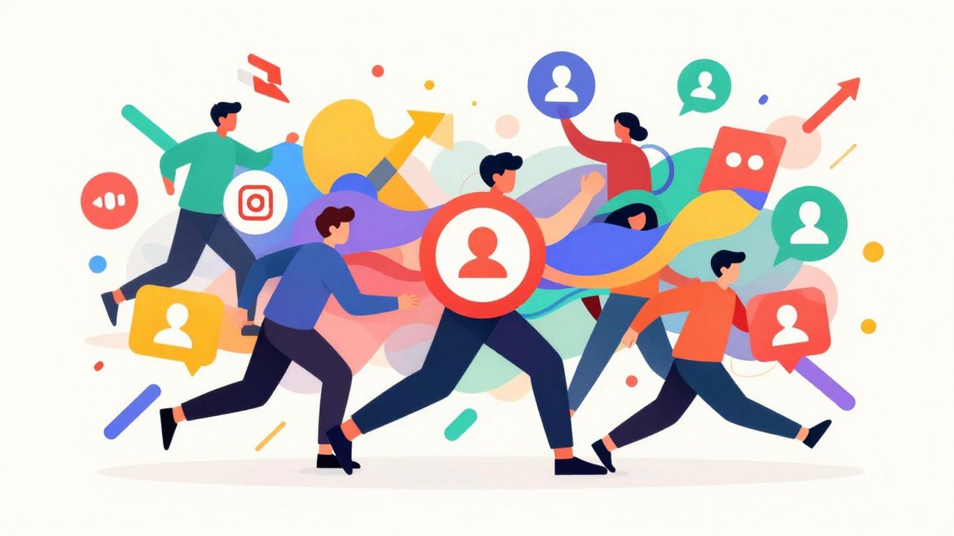 Social media icons spreading virally