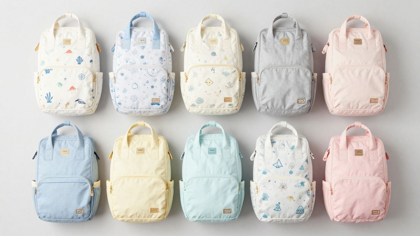 Personalized diaper bags for baby boys displayed.