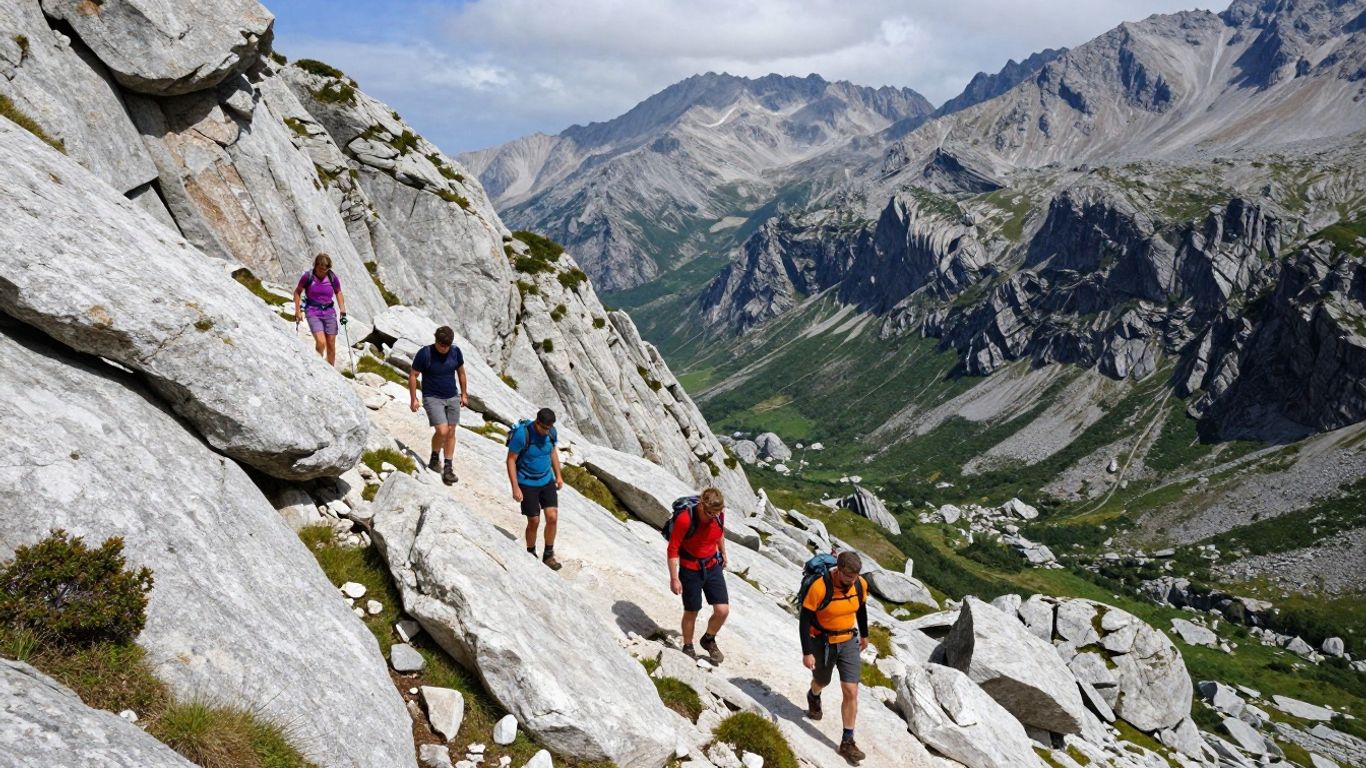 Rocky GR20 ridge above Corsican valleys