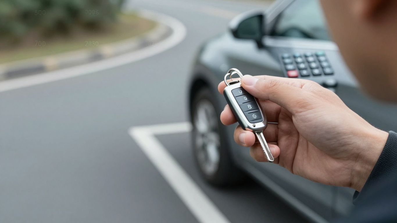 Auto Schlüssel und Auto mit Zahlen
