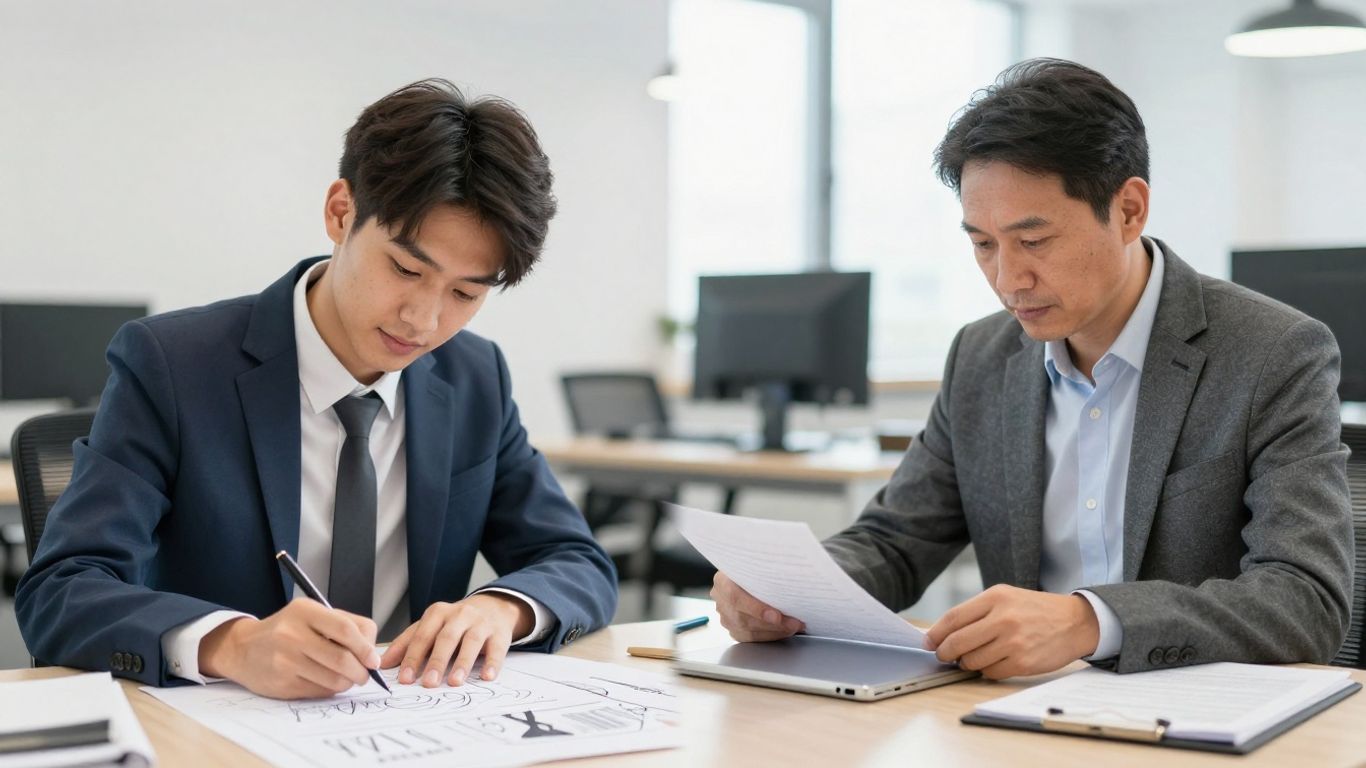 Jovem e pessoa madura empreendendo com sucesso.