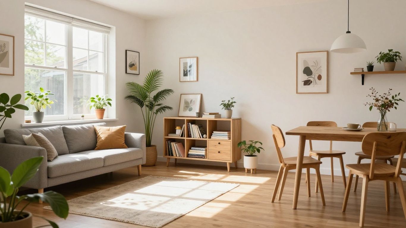 Kreative Möbel und Pflanzen für kleine Räume.