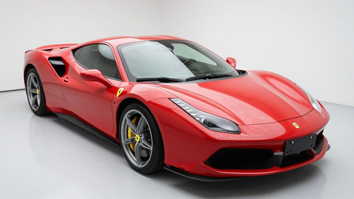 Ferrari car with mechanic's hand near engine.