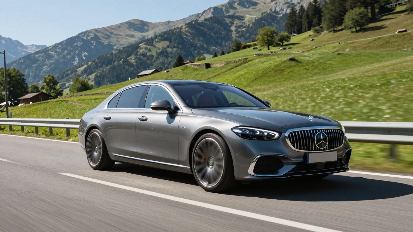 Eleganter Sportwagen auf einer Bergstrasse