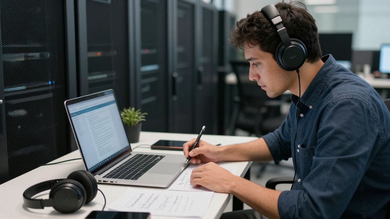 Learner completing online security course