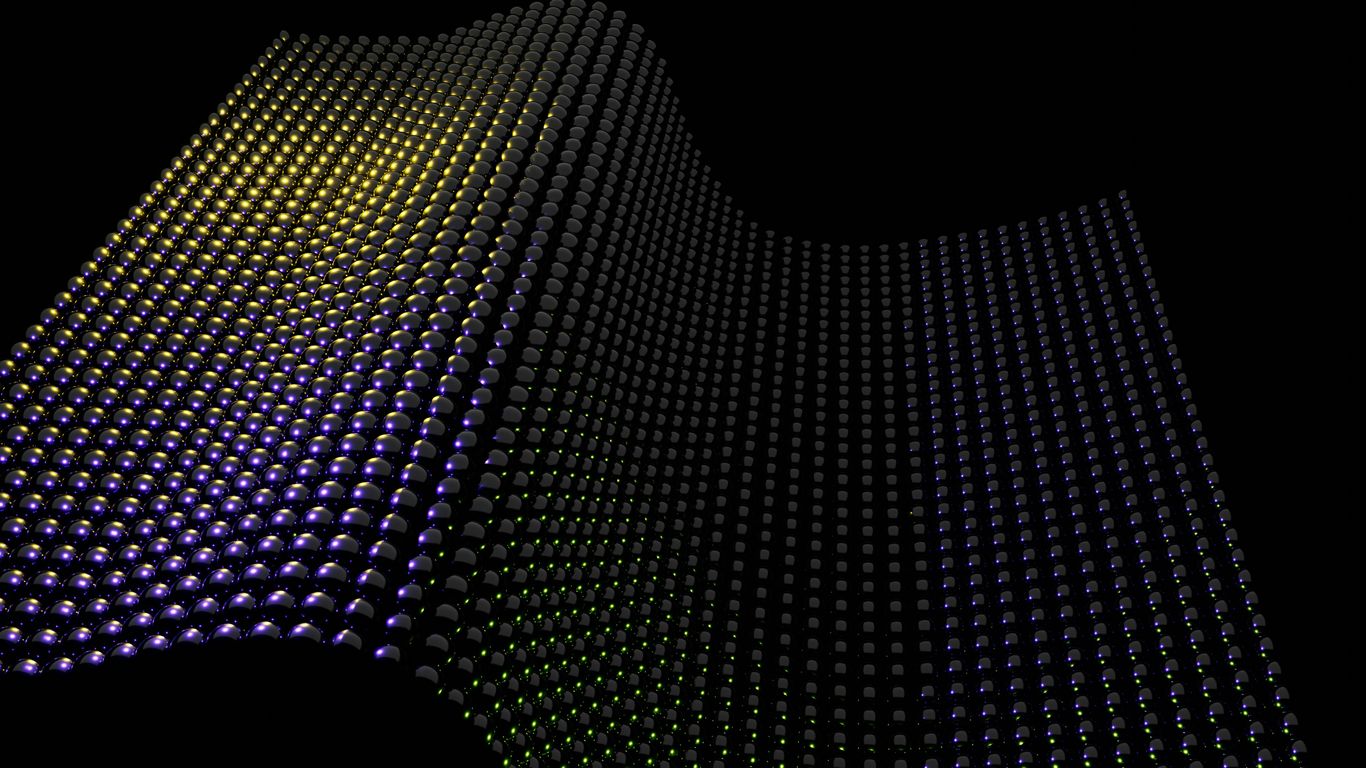 an abstract image of a black background with blue and yellow dots
