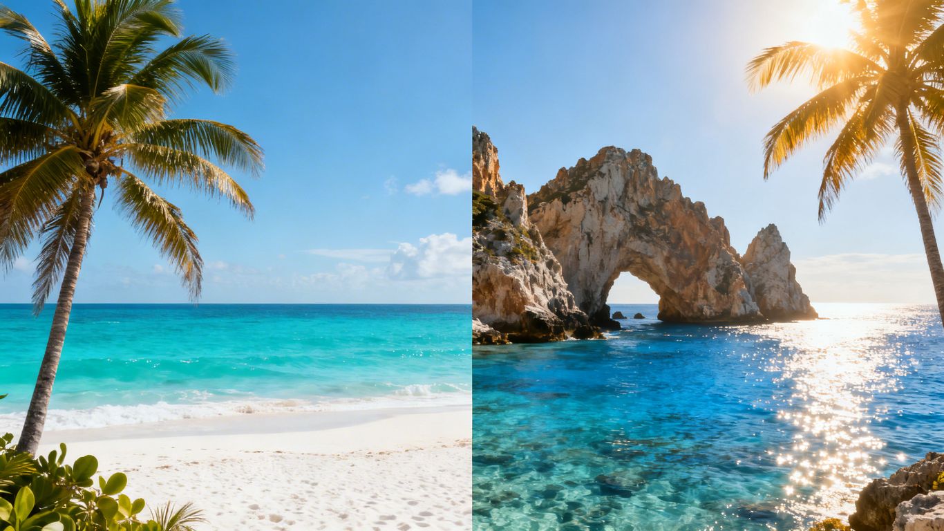 Cancun beach versus Cabo rock formations