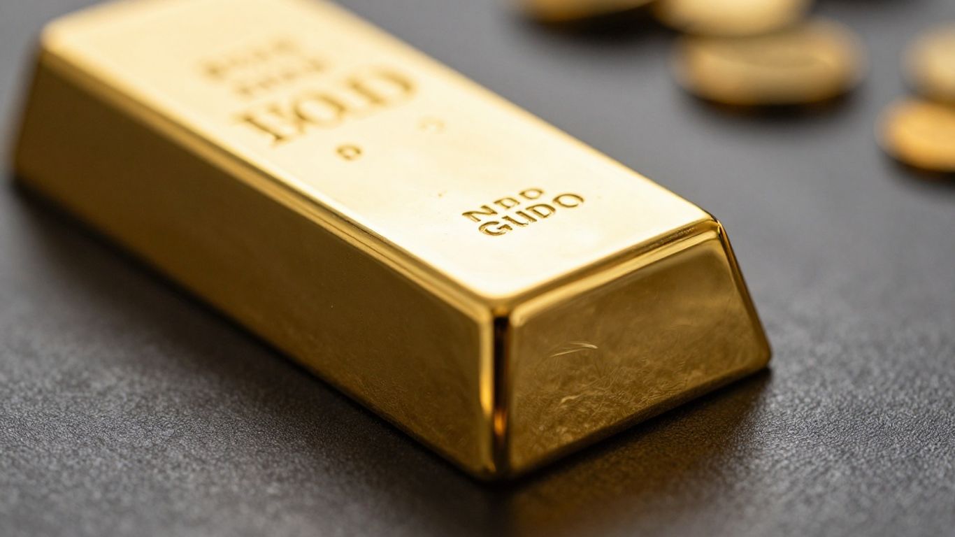 Barre d'or brillante sur fond sombre.