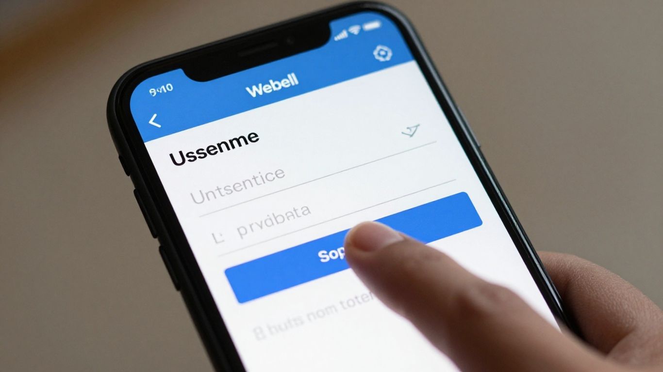Webull login screen on a smartphone.
