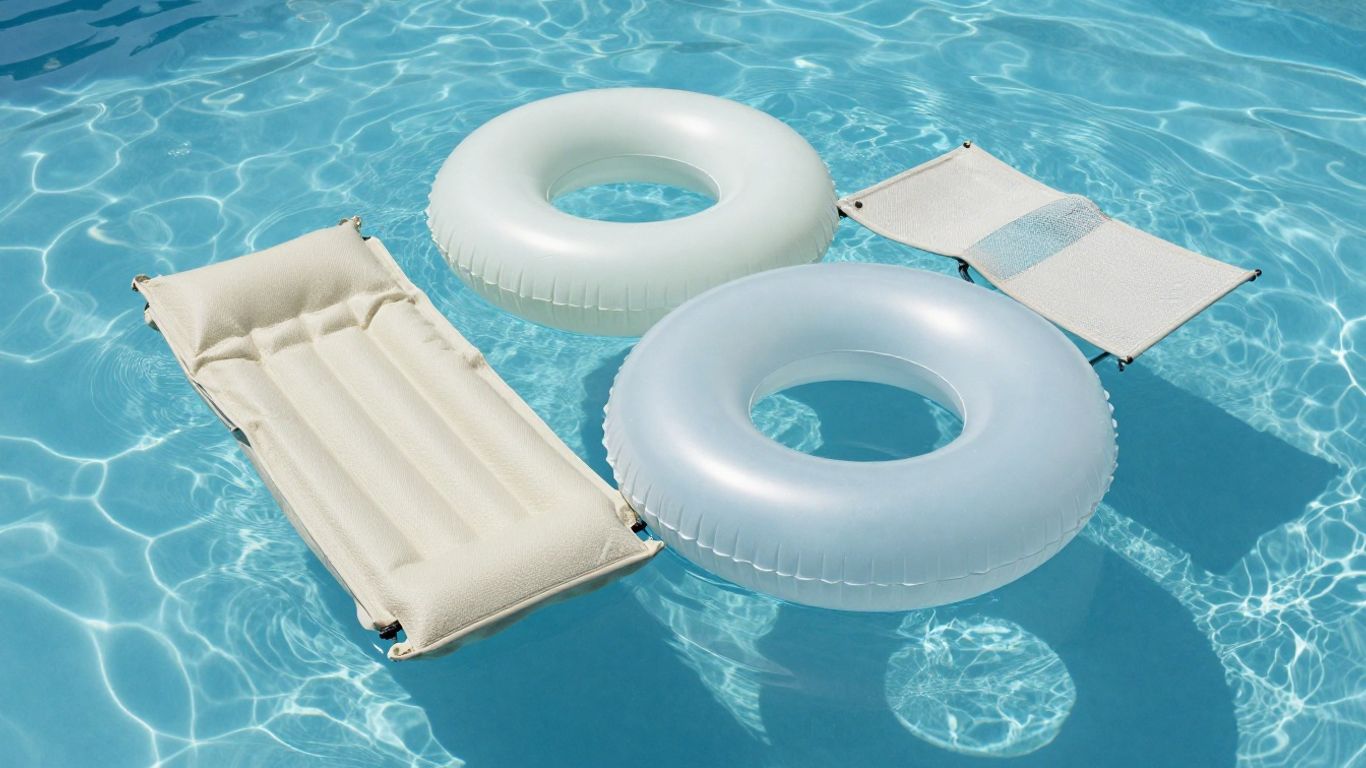 Different pool floats made from foam fabric and vinyl