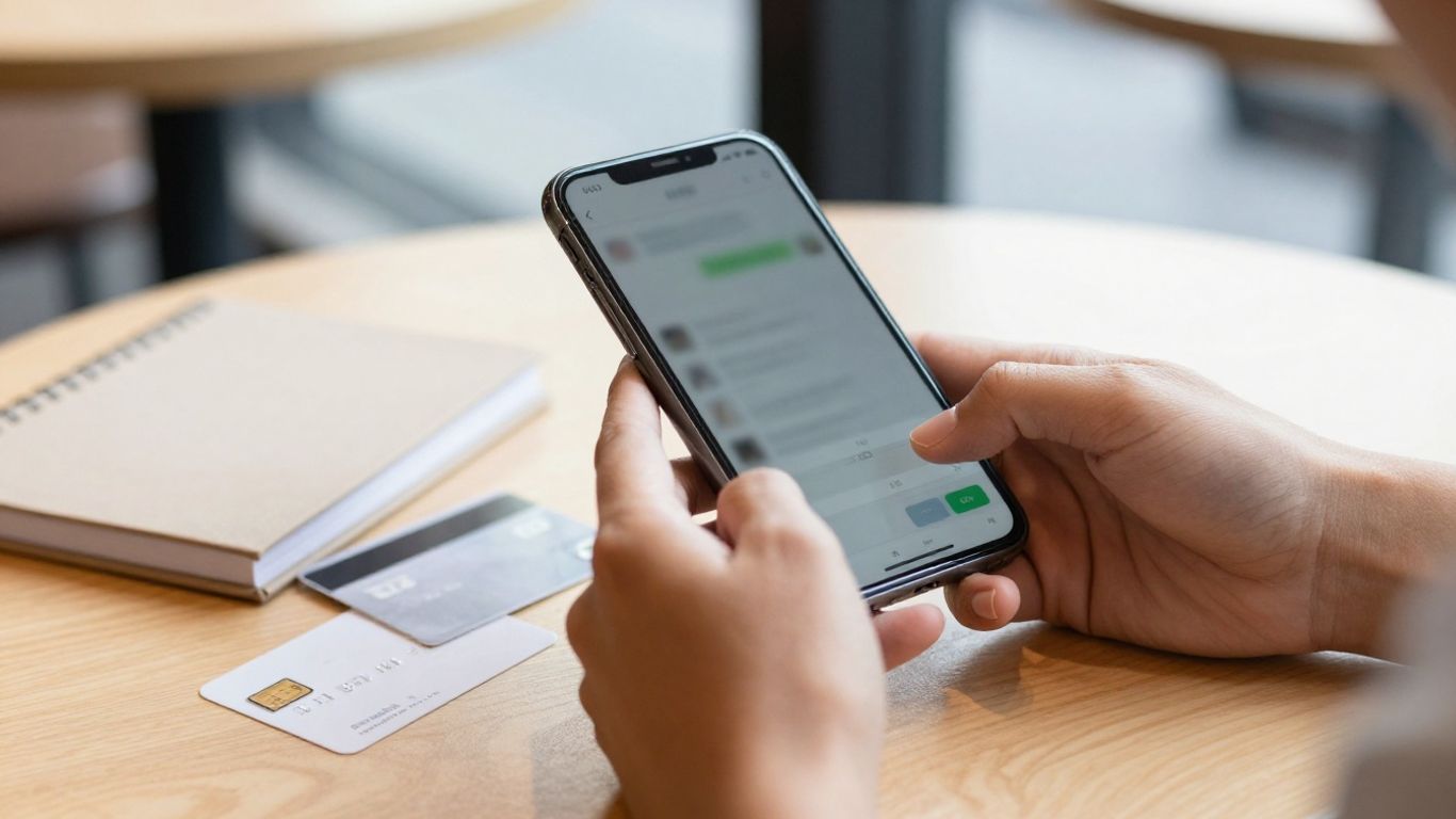 Person checking a banking app on a phone
