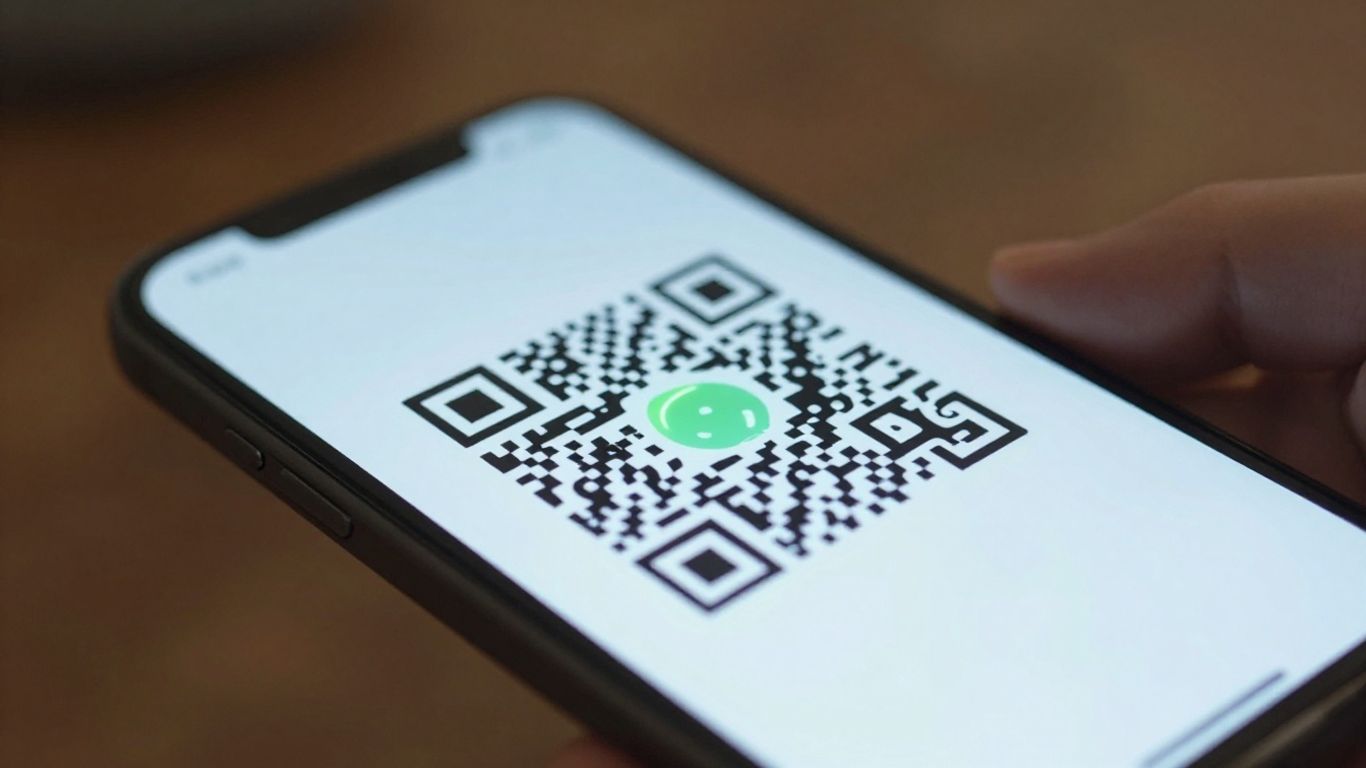 Smartphone displaying a dynamic QR code.