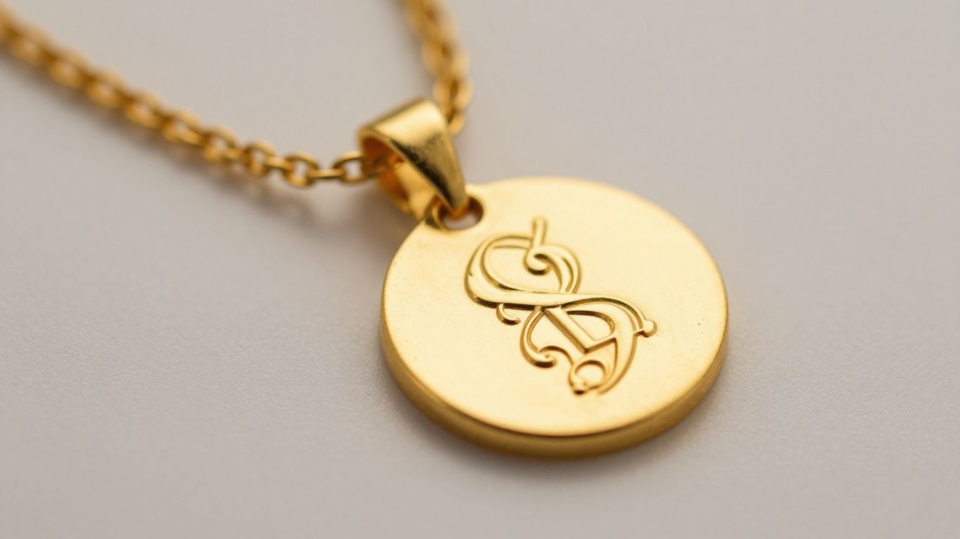 Gold necklace with hallmark stamp
