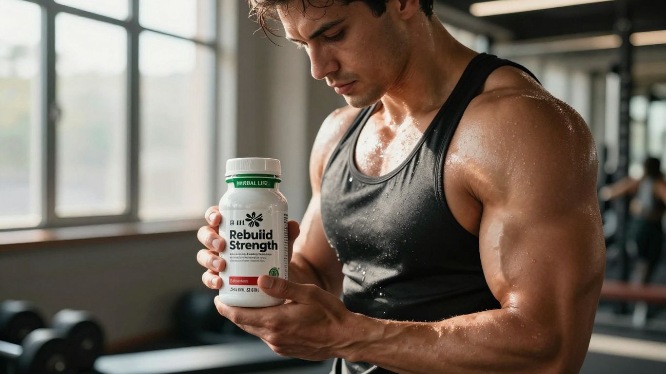 Athlete recovering with Herbal Life Rebuild Strength.