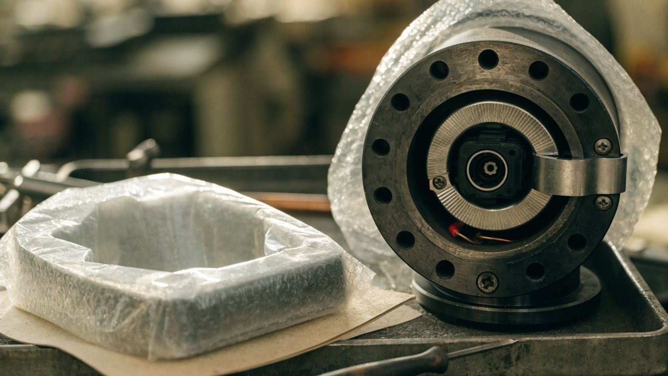 Close view of a replacement part and its packaging