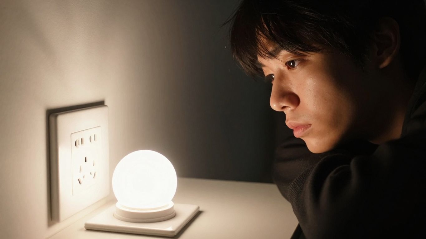 Lumière d'énergie gratuite avec une personne sceptique.