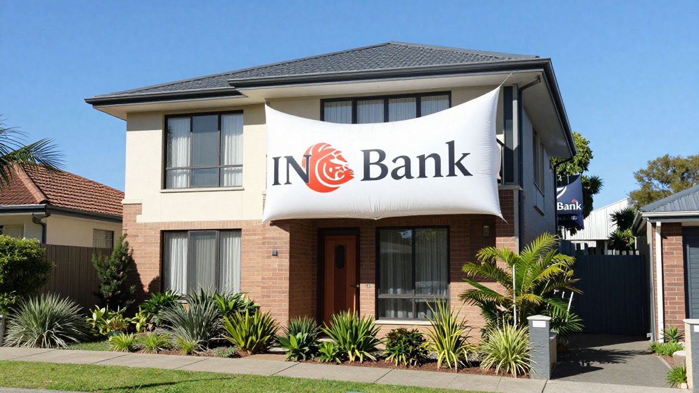 Australian suburban home with ING logo balloon outside
