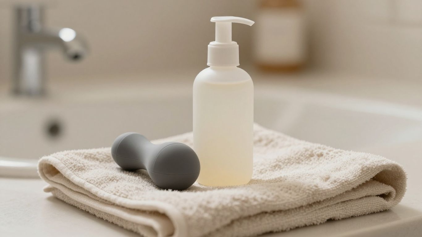 Lubricant bottle with a clean silicone toy