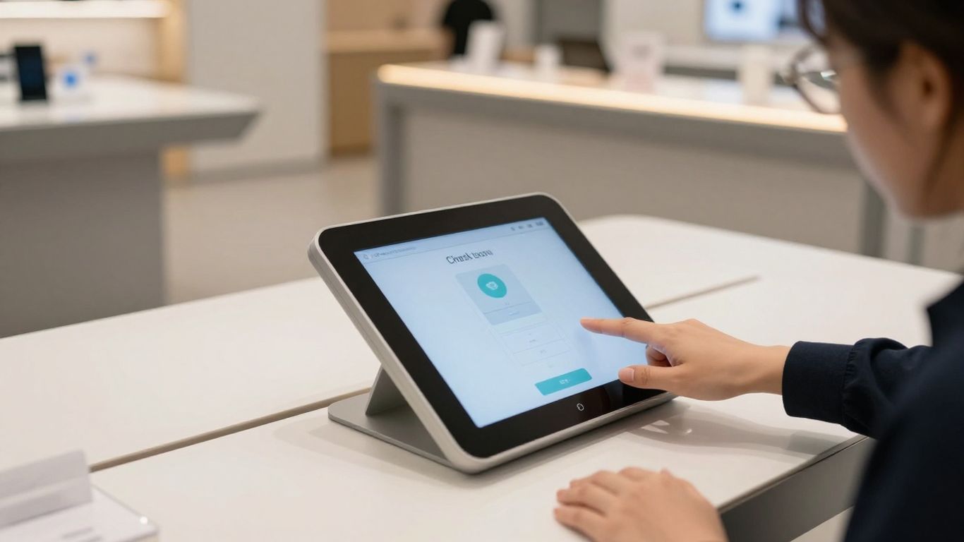 Retail kiosk for touchless customer check-ins.