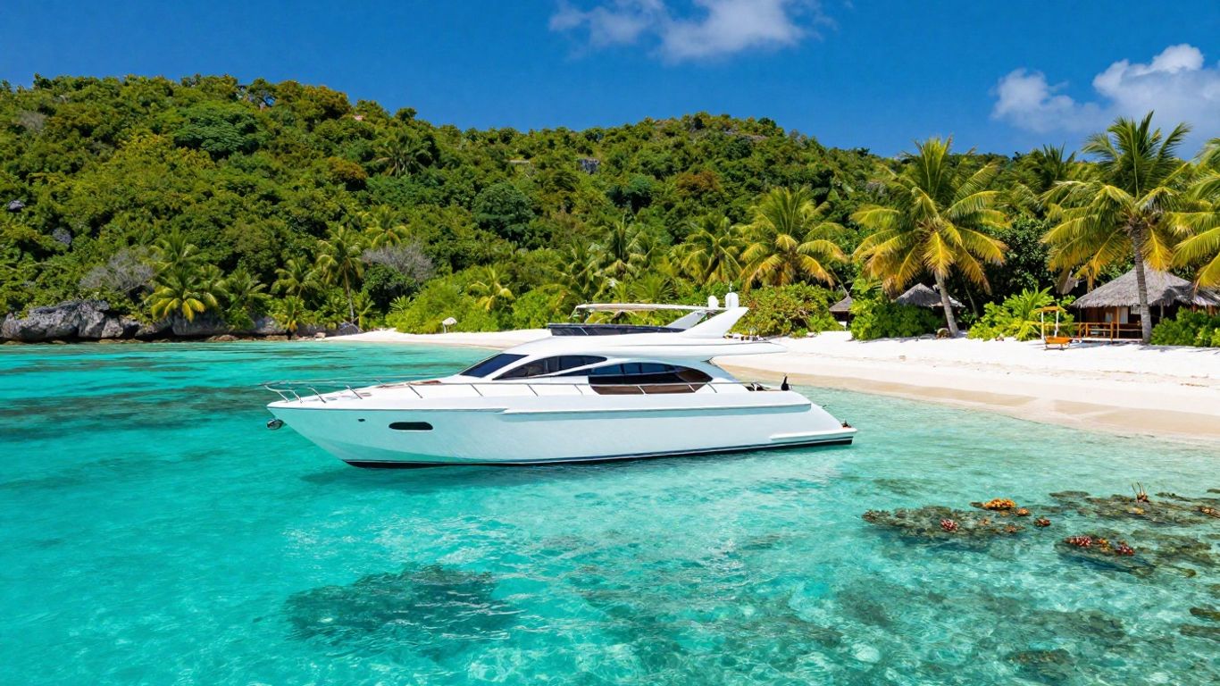 Luxury yacht sailing in the Bahamas