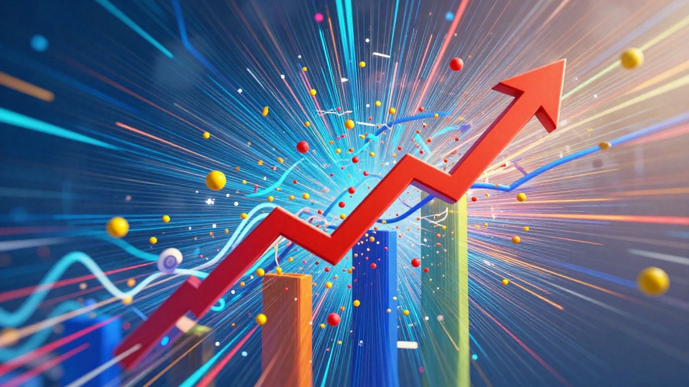 Abstract visual of rapid business growth and technology.