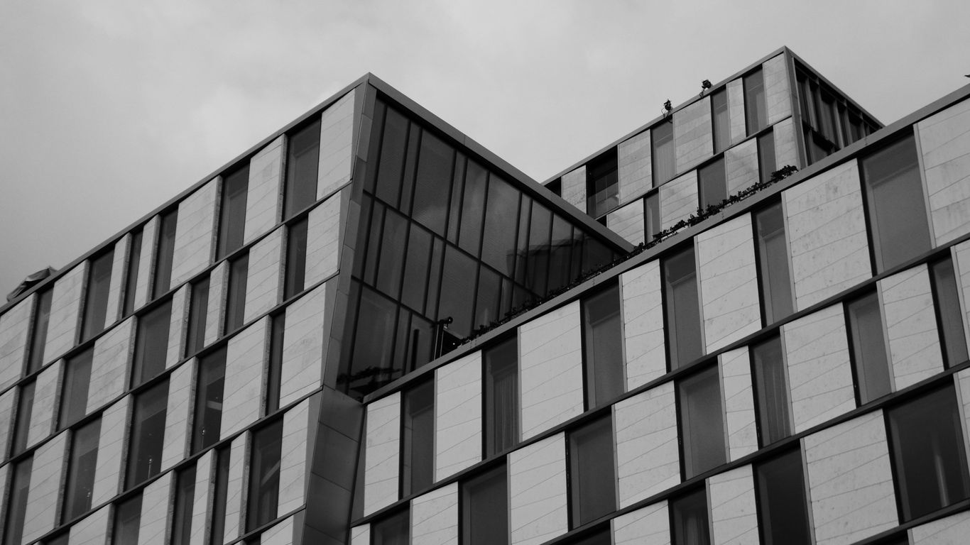 Modern building with geometric facade and windows