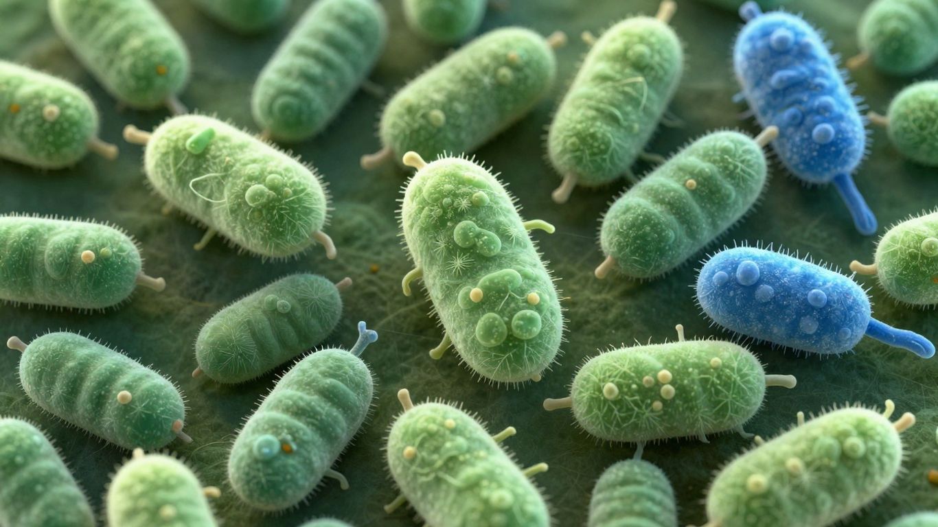 Microscopic view of beneficial gut bacteria