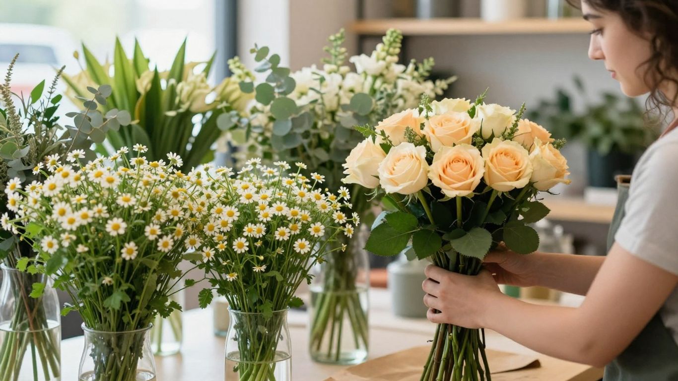 Fresh seasonal bouquet prepared for delivery