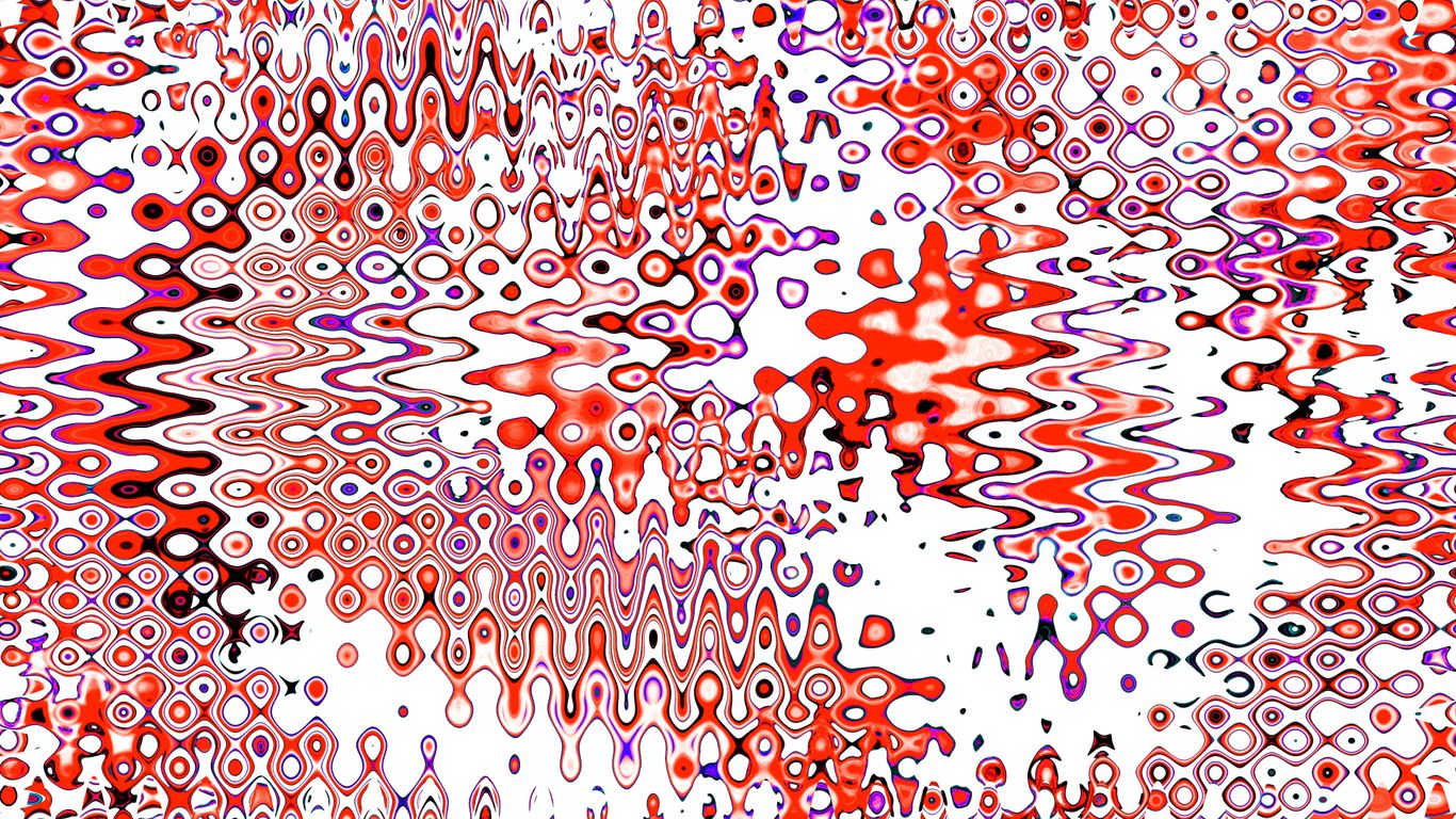 Abstract red and white pattern with circular shapes