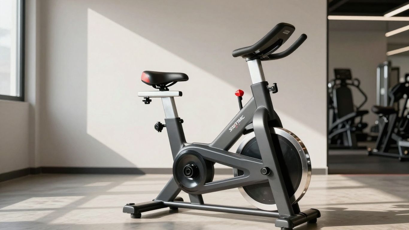 Star Trac spin bike in a gym setting.