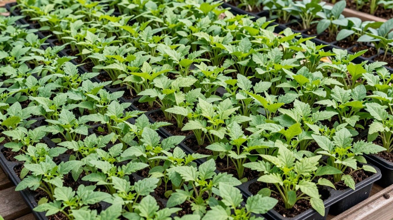Viele junge Pflanzen in einem Garten
