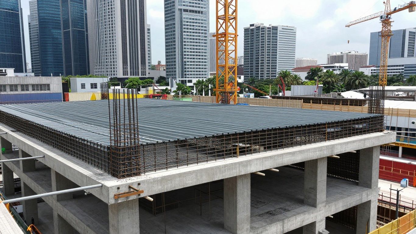 Composite steel concrete frame under construction