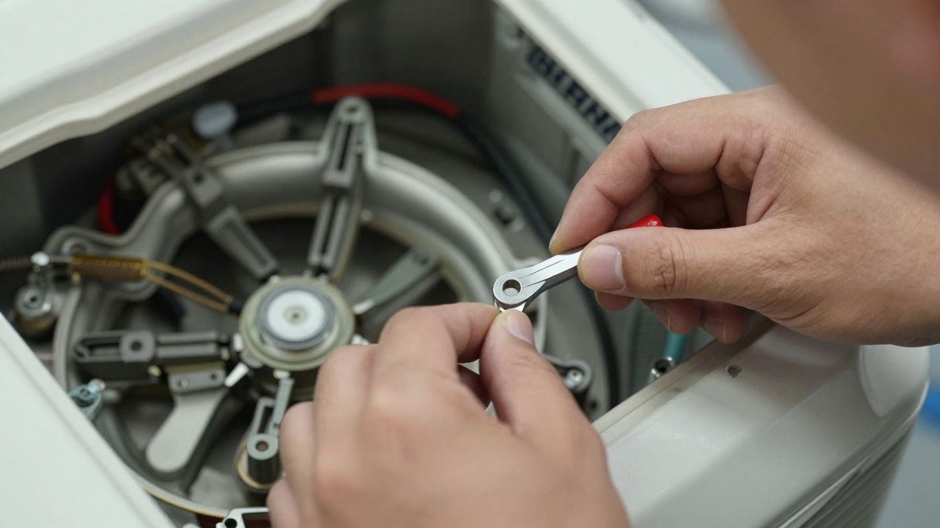 Bryant AC repair technician fixing internal unit components.