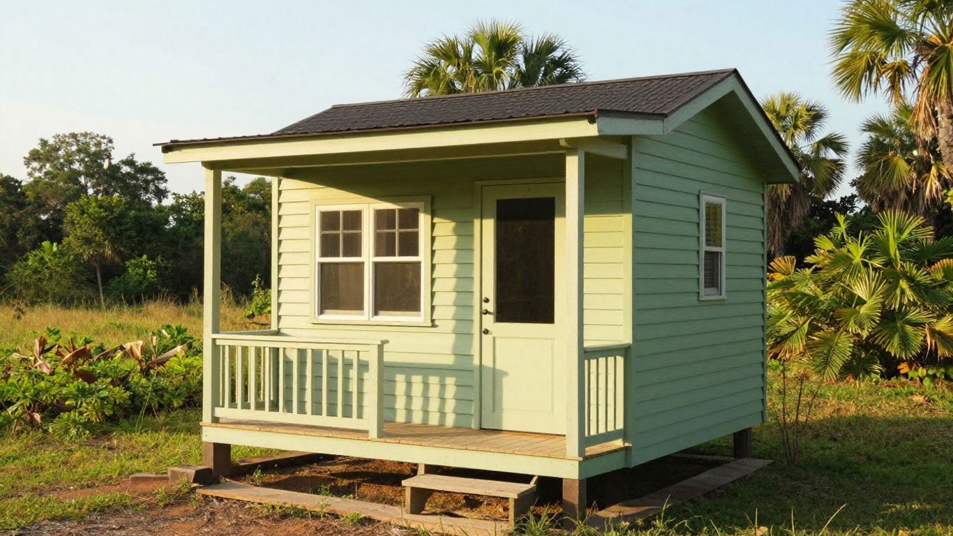 Louisiana tiny house in a sunny landscape