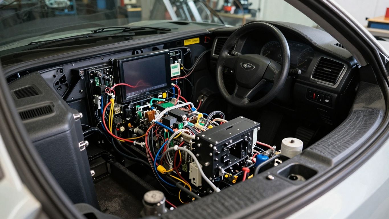 Geöffnete Armatureneinheit mit Elektronik