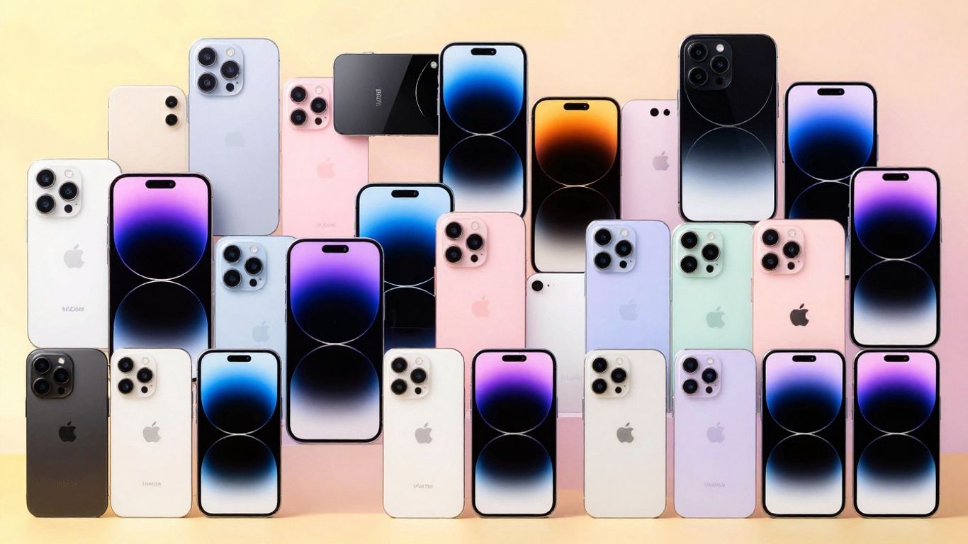 Latest smartphones displayed with sleek designs and glowing screens.