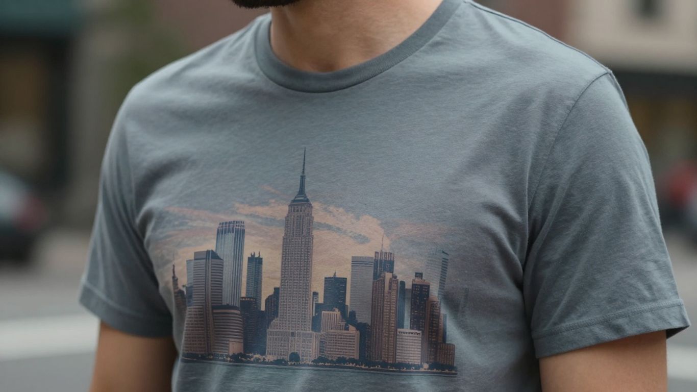 New Yorker wearing unique local apparel with city-inspired graphic.