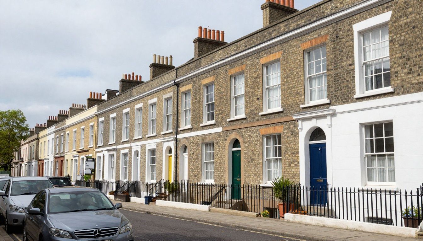 A classic Bristol street scene with rows of Victorian terraced houses