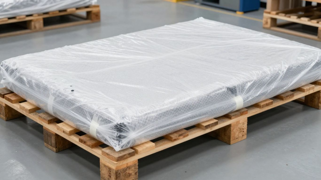 Automotive component being packed for shipping