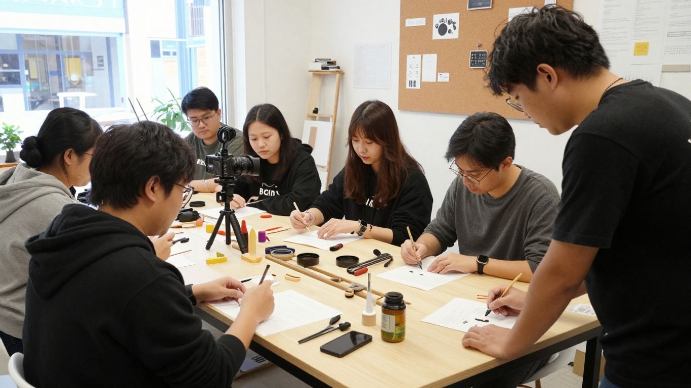 Small business team creating local community content