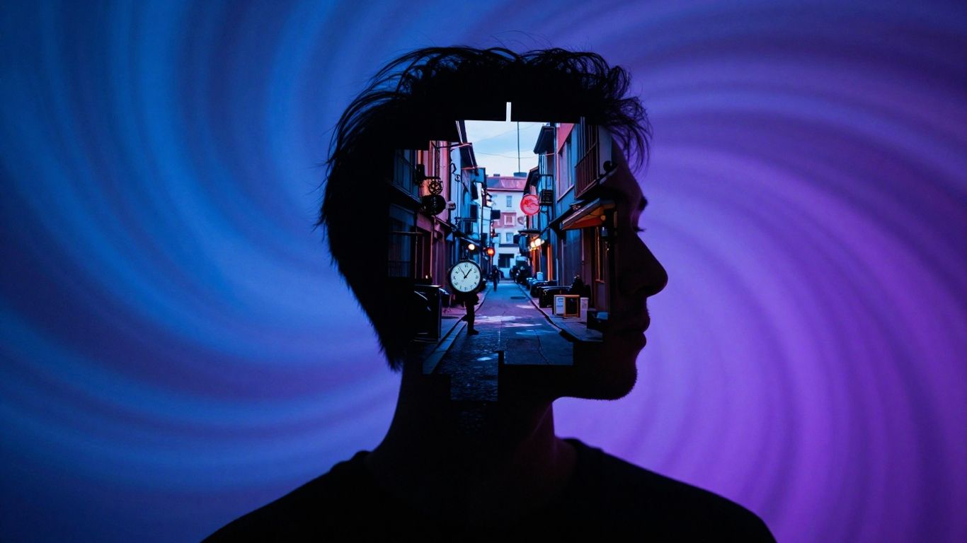 Pessoa com memórias fragmentadas de um lugar familiar.