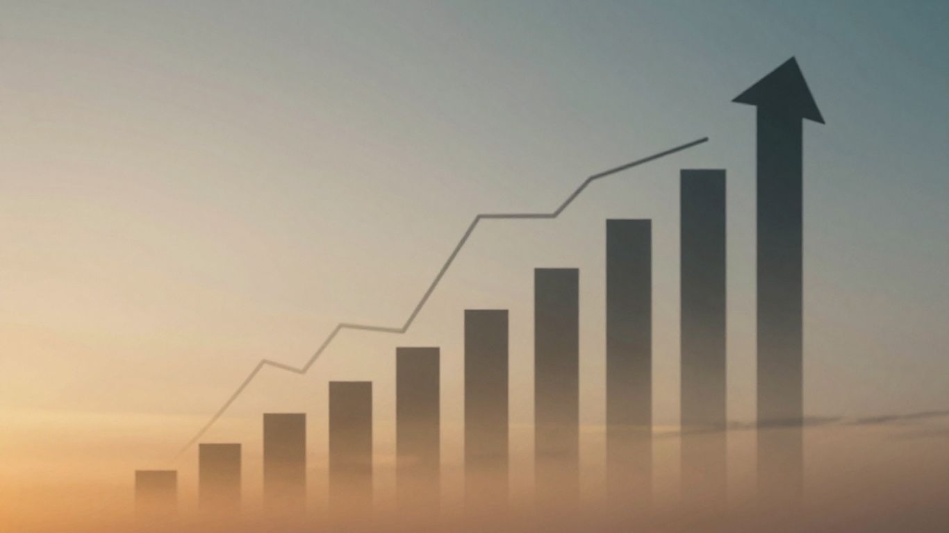 Abstract upward trend with flowing lines suggesting growth.