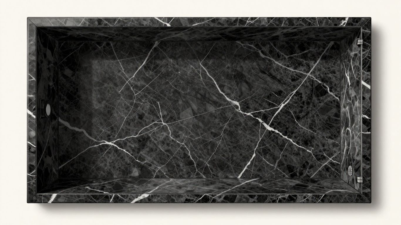 Nero Marquina marble shower floor sketch
