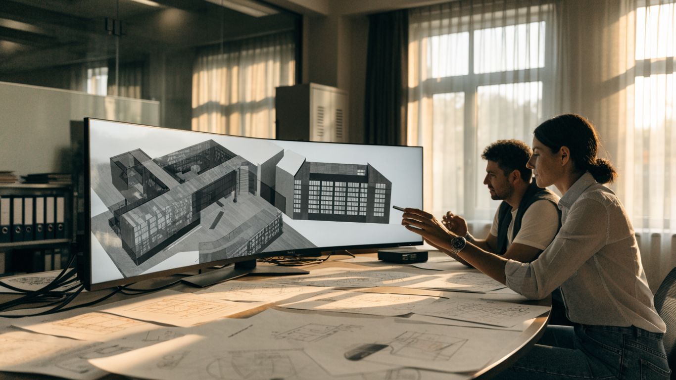 Structural engineers coordinating a building model