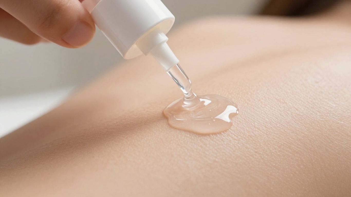 Gentle application of clear lubricant on soft glowing skin