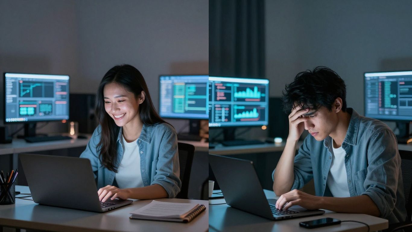 Person balancing technology use for a healthy life.