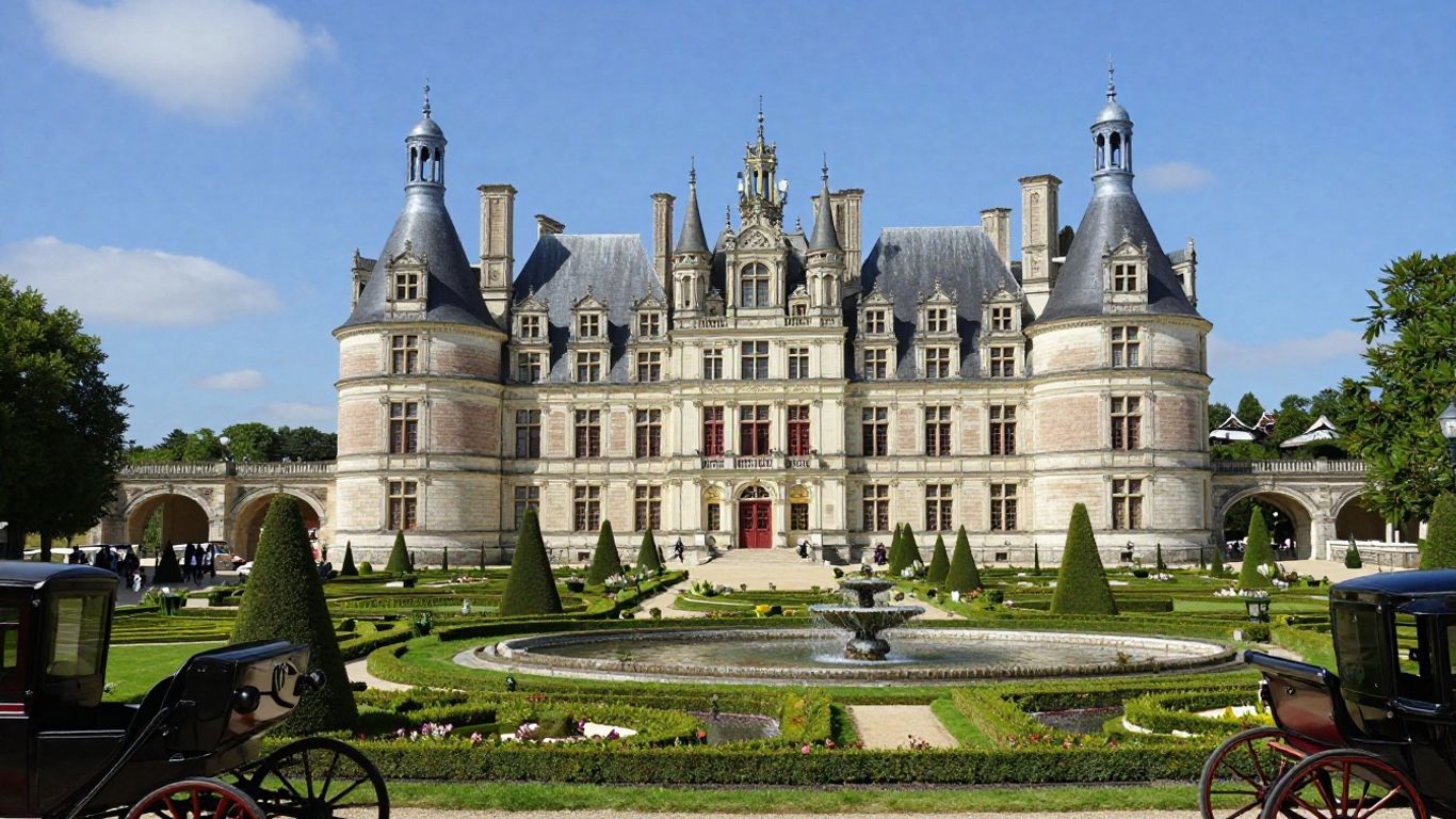 Château de Chantilly with gardens and carriage