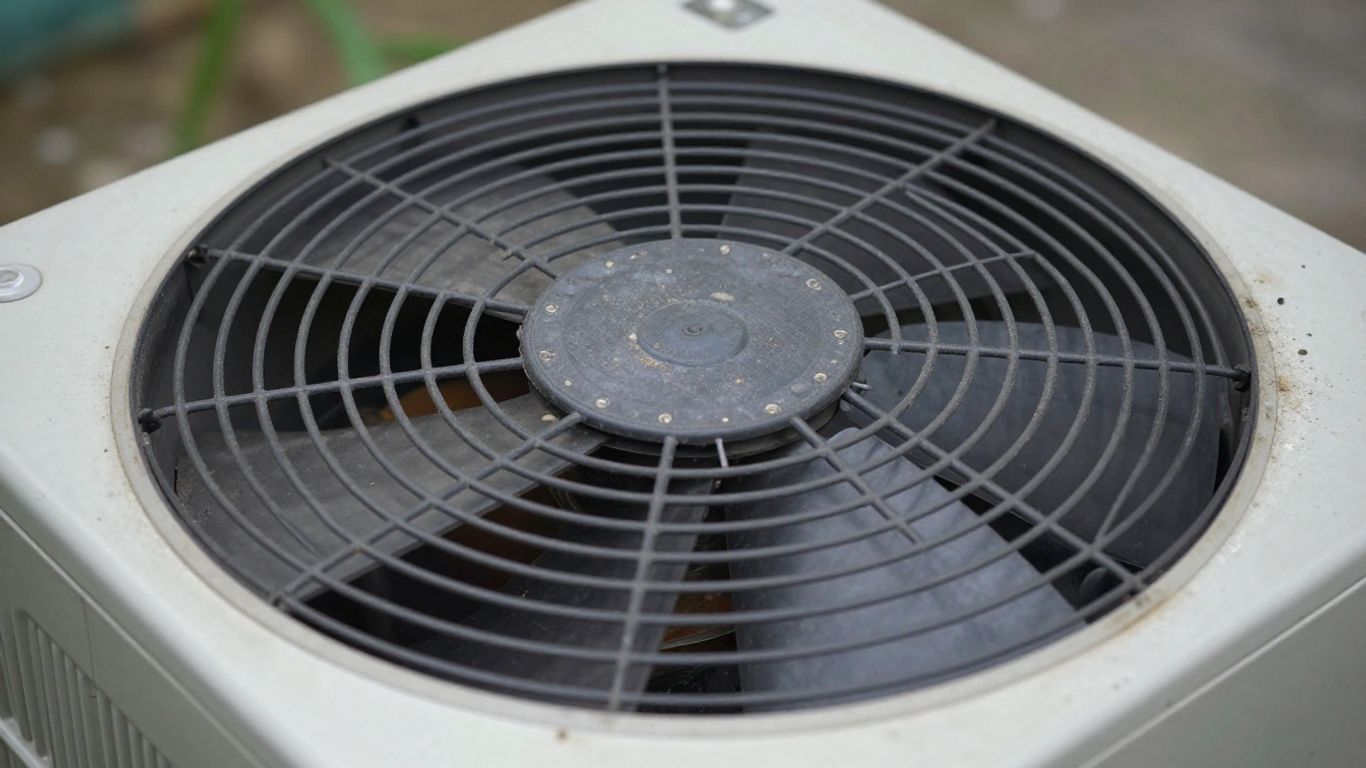 Trane AC outdoor fan not spinning, indicating a problem.