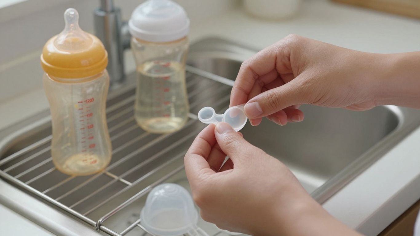 Preparación higiénica de un biberón para recién nacido