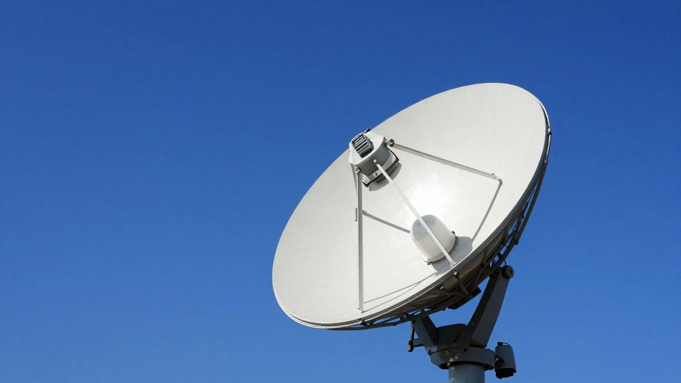 Satellite dish against a blue sky